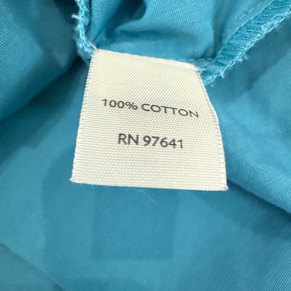 J. Jill 100% Cotton Button Up Pleated 3/4 Sleeve Blouse Aquamarine Teal Size XS - Picture 7 of 10